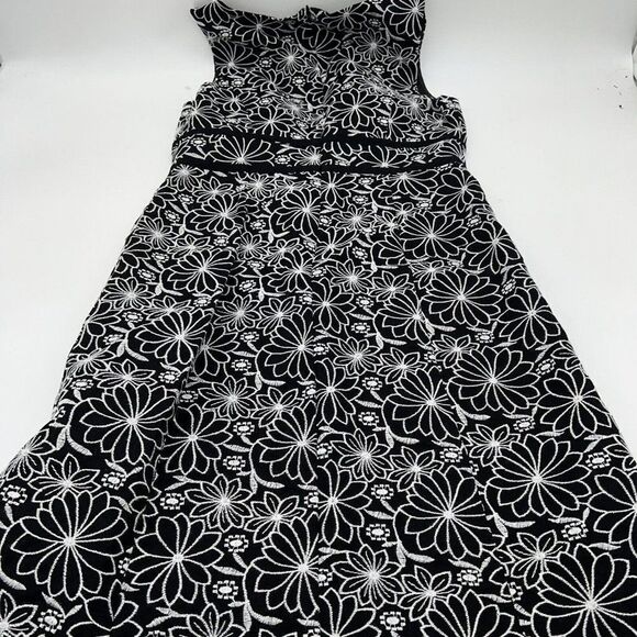 Talbots Black White Embroidered A Line Linen Cotton Dress 4P - Picture 5 of 5